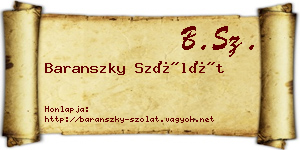 Baranszky Szólát névjegykártya
